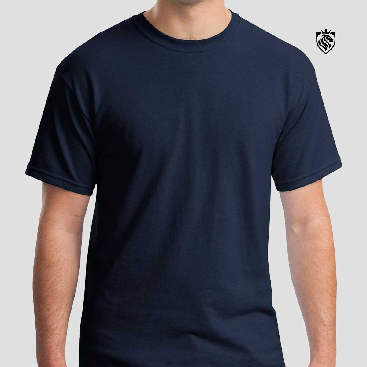 Mens Cotton Short Sleeve T Shirts Solid Navy Blue
